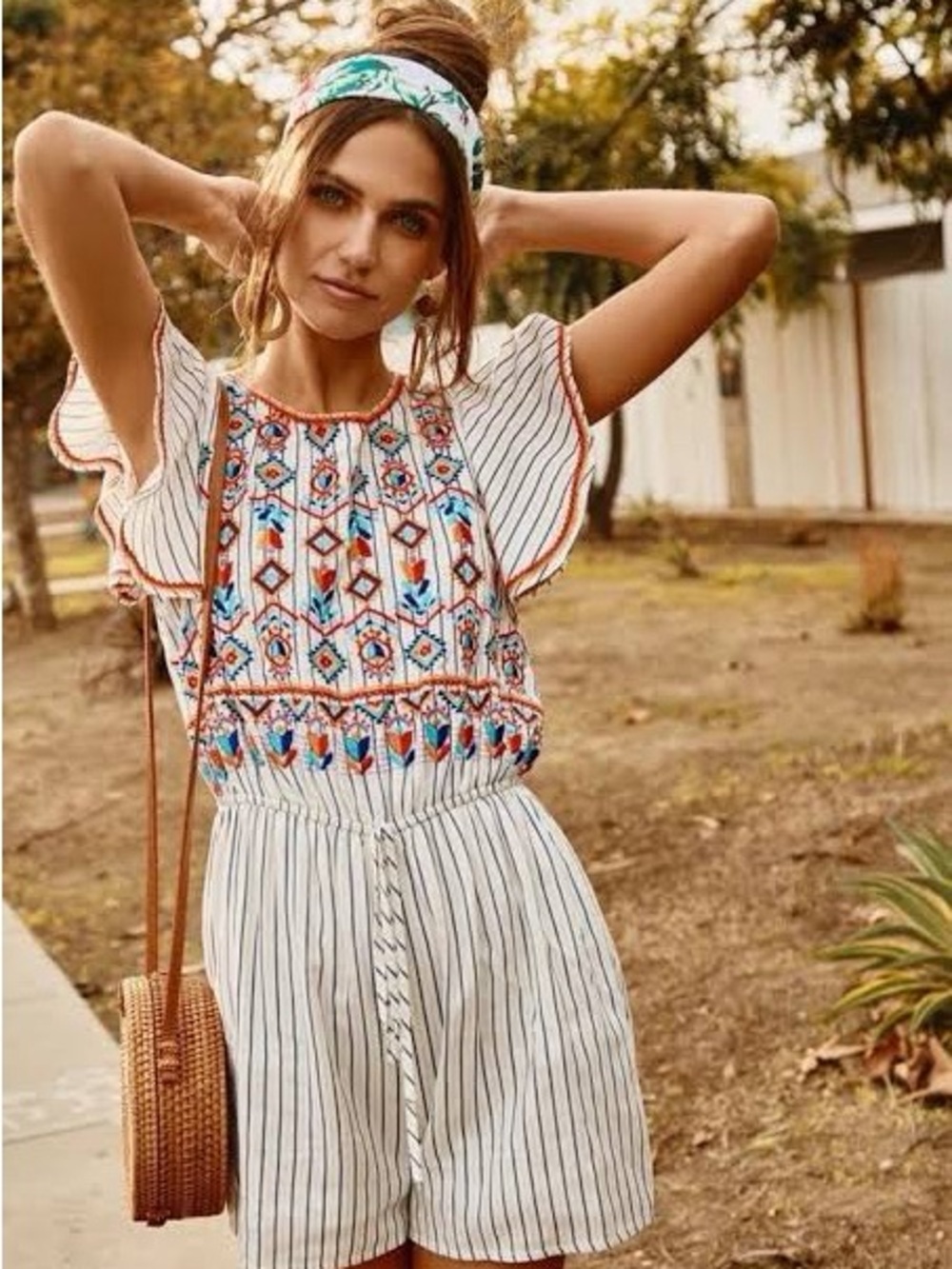 Savanna Jane, White Embroidered Romper, Size M